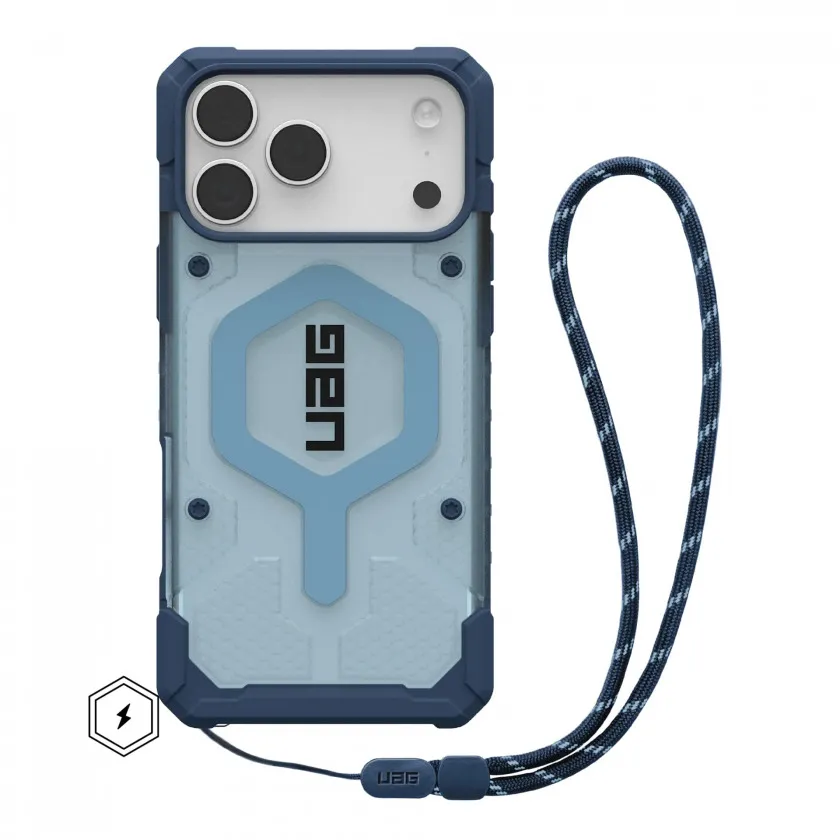 Чехол + шнурок UAG Pathfinder Clear Series with MagSafe для iPhone 17 Pro Max Active Blues Lanyard прозрачно/голубой 1145521BV03