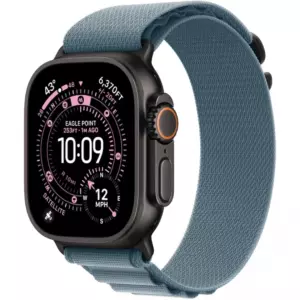 Apple Watch Ultra 3 GPS + Cellular, 49mm Black Titanium Case with Light Blue Alpine Loop - Large - 165-210mm черный/синий