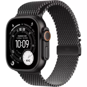 Apple Watch Ultra 3 GPS + Cellular, 49mm Black Titanium Case with Black Titanium Milanese Loop - Large 180-210mm черный