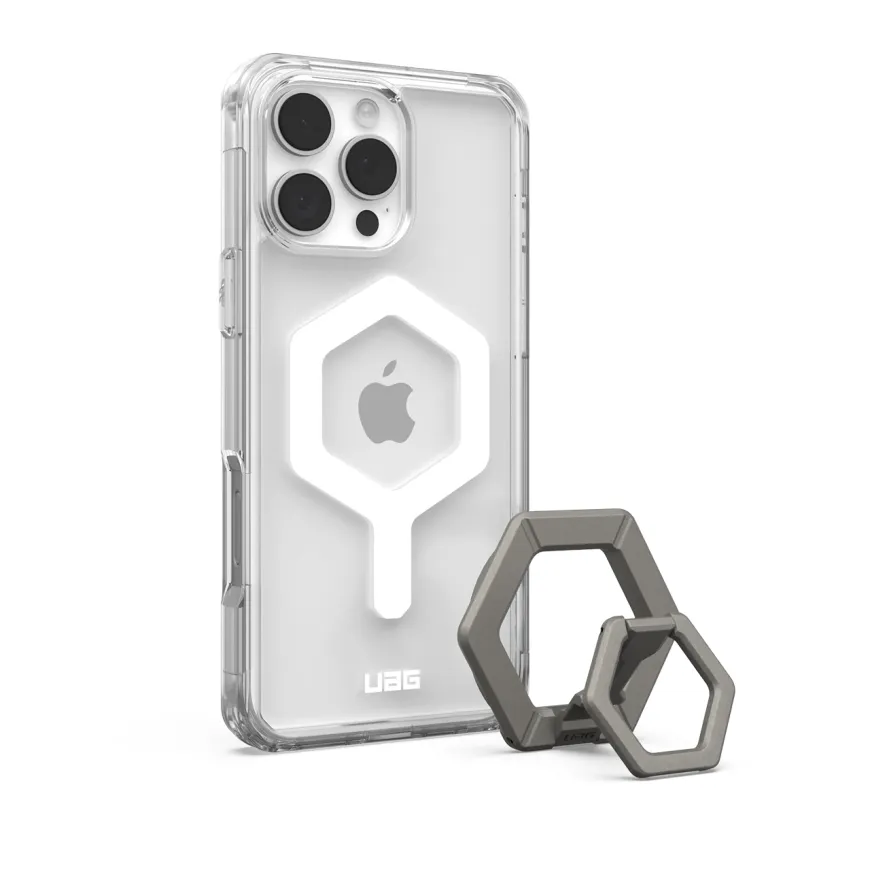 Защитный прозрачный чехол MagSafe и кольцо-держатель UAG Plyo для iPhone 16 Pro Max